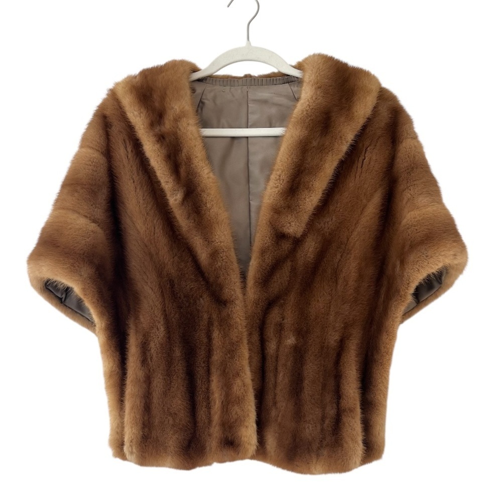 Vintage 1960s EMBA Autumn Haze Mink Fur Stole Capelet Natural Brown Wrap